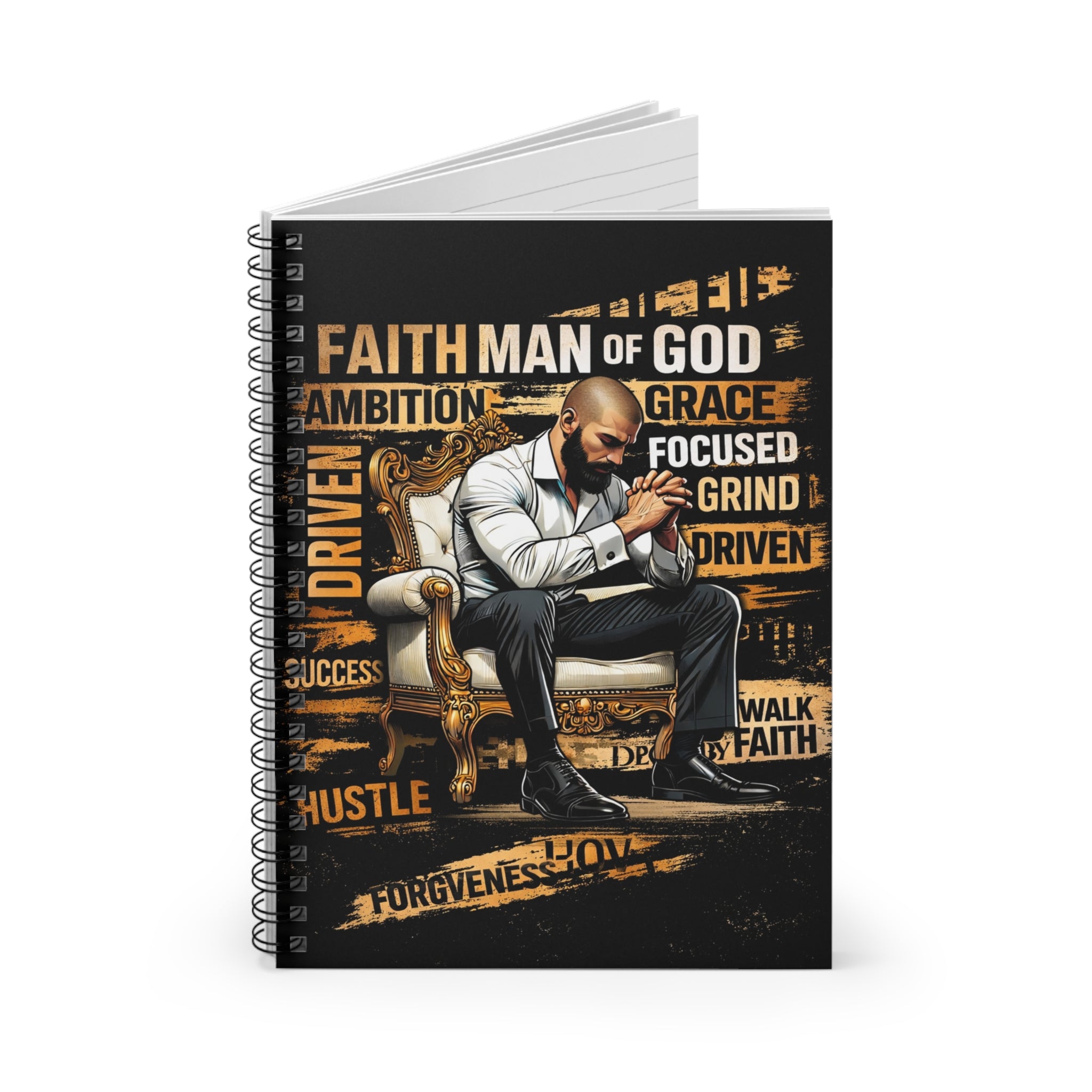 Faith Man of God Spiral Notebook — Inspirational Christian Journal for Men